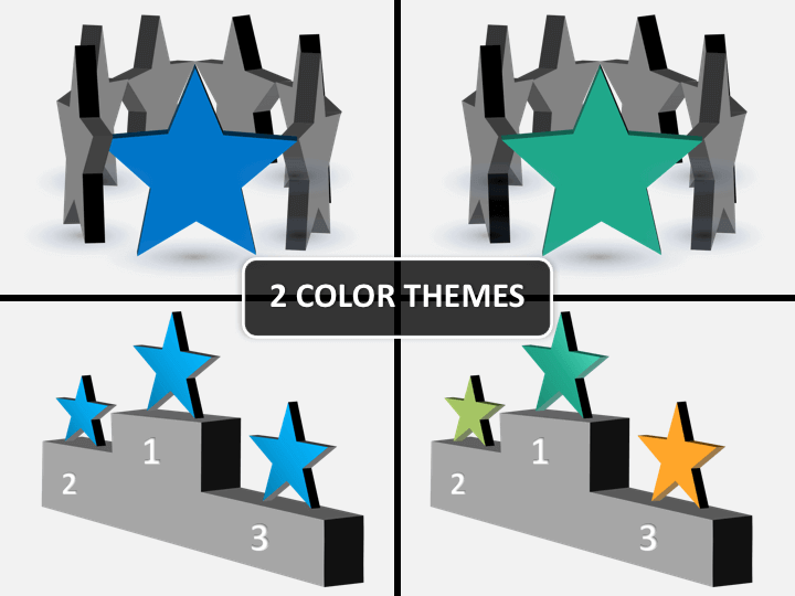3D stars PPT cover slide 