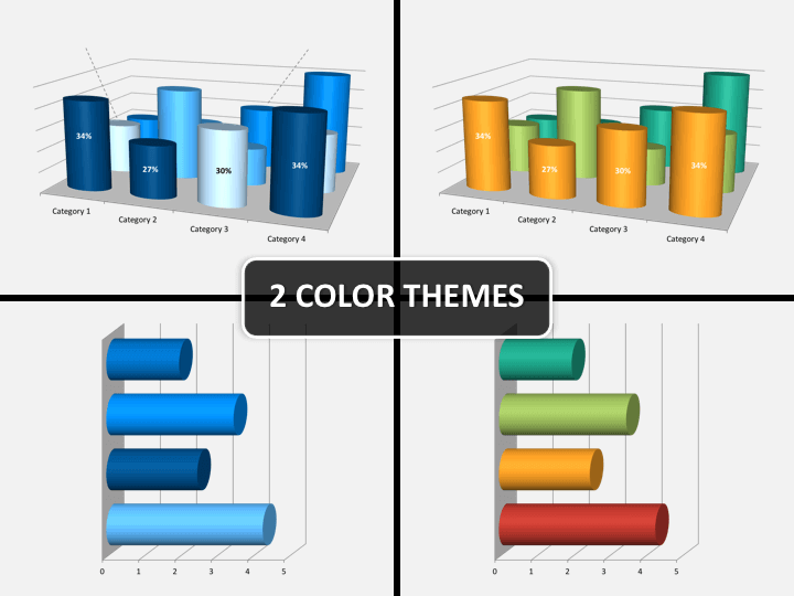 Cylinder bar chart PPT cover slide 
