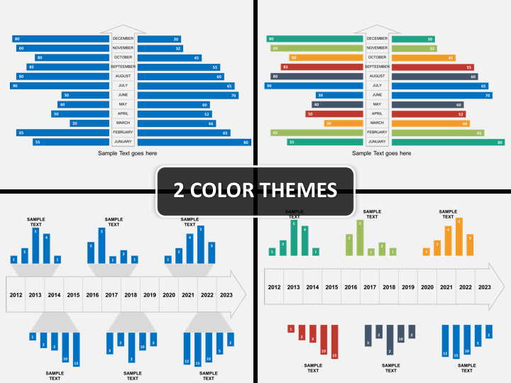 Timeline bar chart PPT cover slide 