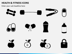 Health and fitness icons PPT slide 1