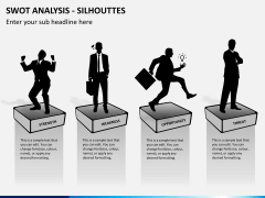 SWOT analysis with silhouettes PPT slide 2