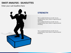 SWOT analysis with silhouettes PPT slide 3