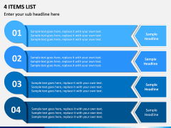 4 Items List PPT slide 1