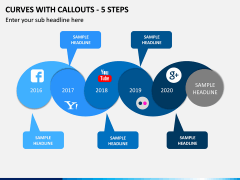 Curves with Callouts - 5 Steps PPT Slide 1