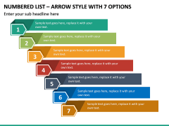 Numbered List – Arrow Style with 7 Options PPT slide 2