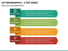 List Infographics – 4 Text Boxes PPT slide 2
