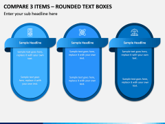 Compare 3 Items – Rounded Text Boxes PPT slide 1