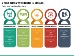 5 Text Boxes with Icons in Circles PPT slide 2
