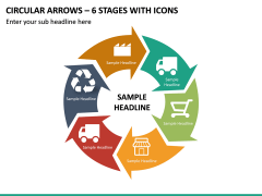 Circular Arrows – 6 Stages With Icons PPT Slide 2