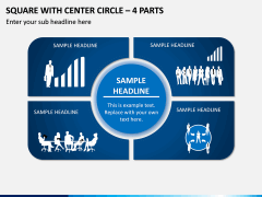 Square With Center Circle – 4 Parts PPT Slide 1