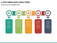 5 Text Boxes with Circle Steps PPT slide 2