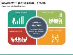 Square With Center Circle – 4 Parts PPT Slide 2