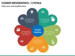 Flower Infographics – 5 Petals PPT slide 2