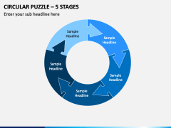 Circular puzzle - 5 stages PPT slide 1