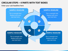 Circular Steps – 4 Parts With Text Boxes PPT Slide 1