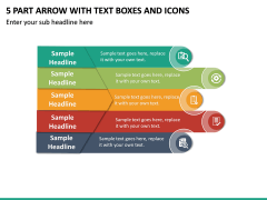 5 Part Arrow with Text Boxes and Icons PPT slide 2