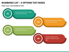 Numbered List – 4 Options Text Boxes PPT slide 2