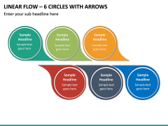 Linear Flow – 6 Circles with Arrows PPT slide 2