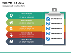 Notepad – 5 Stages PPT Slide 2