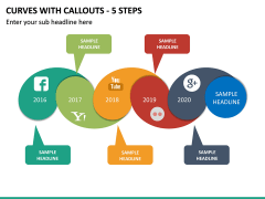 Curves with Callouts - 5 Steps PPT Slide 2