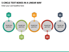 5 Circle Text Boxes in a Linear Way PPT slide 2