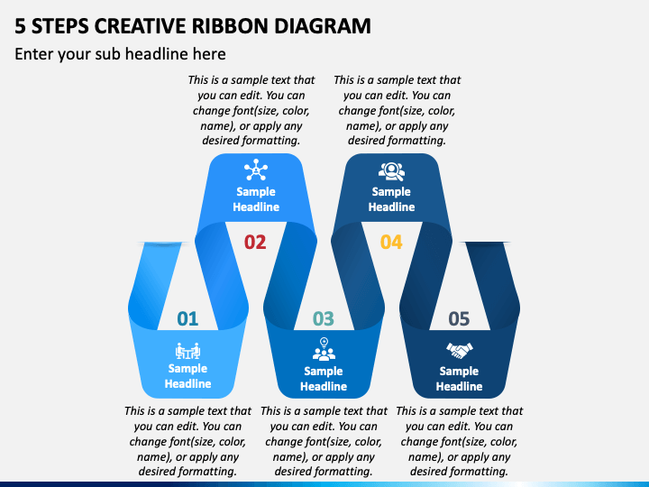 5 Steps Creative Ribbon Diagram PPT Slide 1