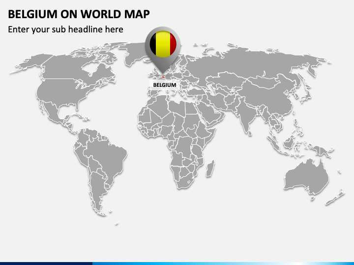 Belgium on World Map PPT Slide 1