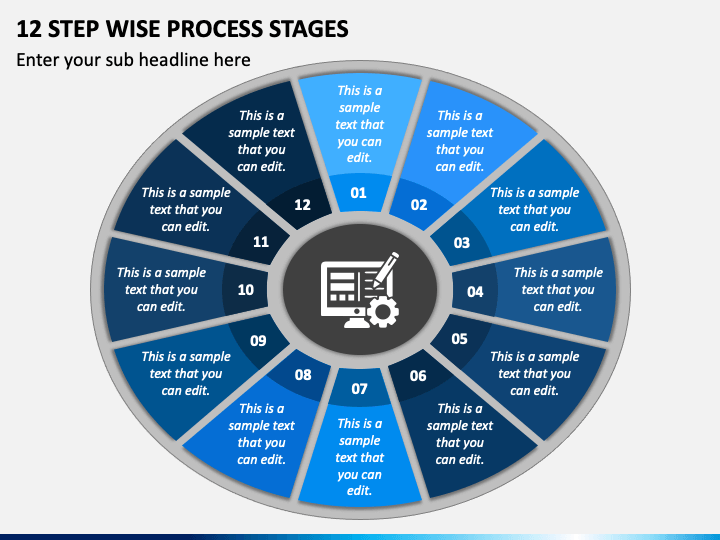 12 Step Wise Process Stages PPT Slide 1