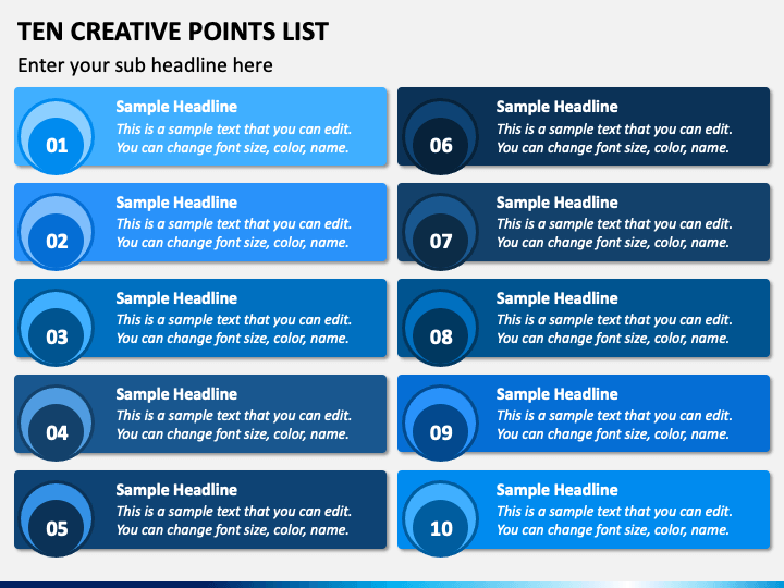 Ten Creative Points List PPT Slide 1