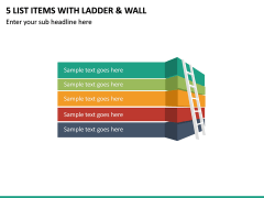 5 List Items with Ladder & Wall PPT Slide 2