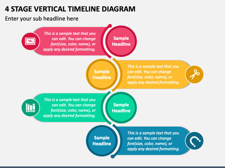 4 Stage Vertical Timeline Diagram PPT Slide 1