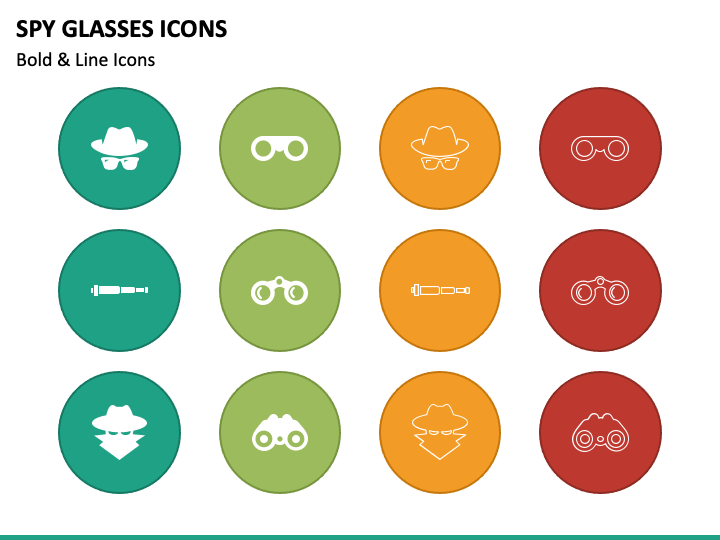 Spy Glasses Icons PPT Slide 1