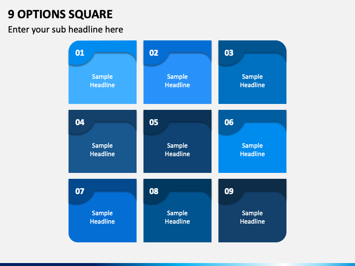 9 Options Square PPT Slide 1