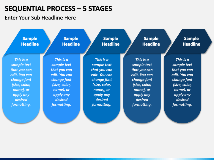 Sequential Process - 5 Stages PPT Slide 1