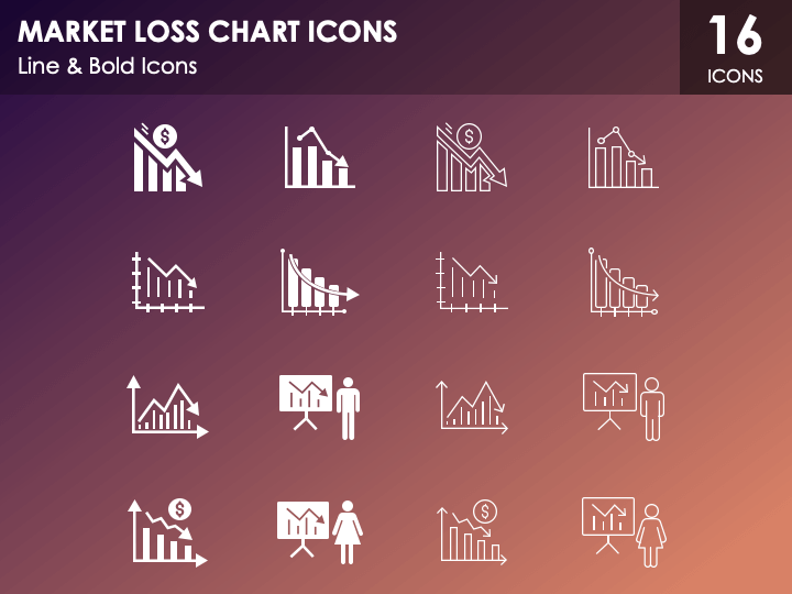 Market Loss Chart Icons PPT Slide