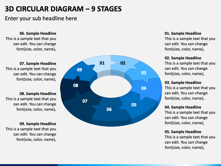3d Circular Diagram - 9 Stages PPT Slide 1