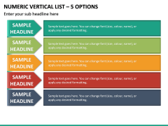 Numeric Vertical List - 5 Options PPT Slide 2