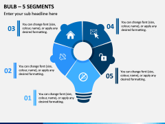 Bulb - 5 Segments PPT Slide 1