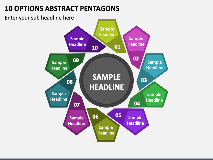 10 Options Abstract Pentagons PPT Slide 1