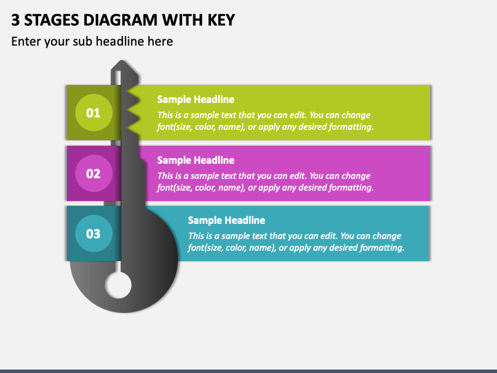 3 Stages Diagram with Key PPT Slide 1