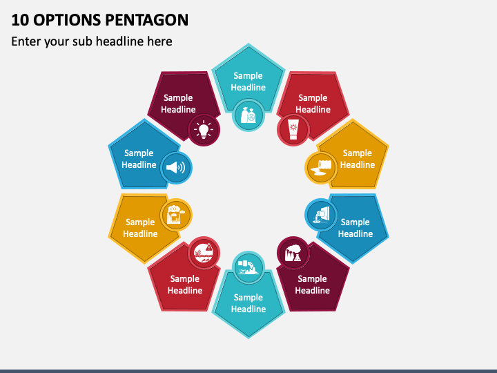 10 Options Pentagon PPT Slide 1