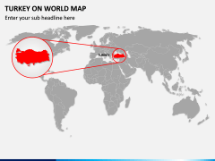 Turkey on World Map PPT Slide 1