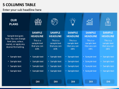 5 Columns Table PPT Slide 1