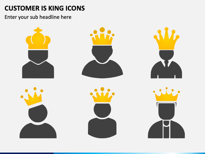 Customer Is King Icons PPT Slide 1