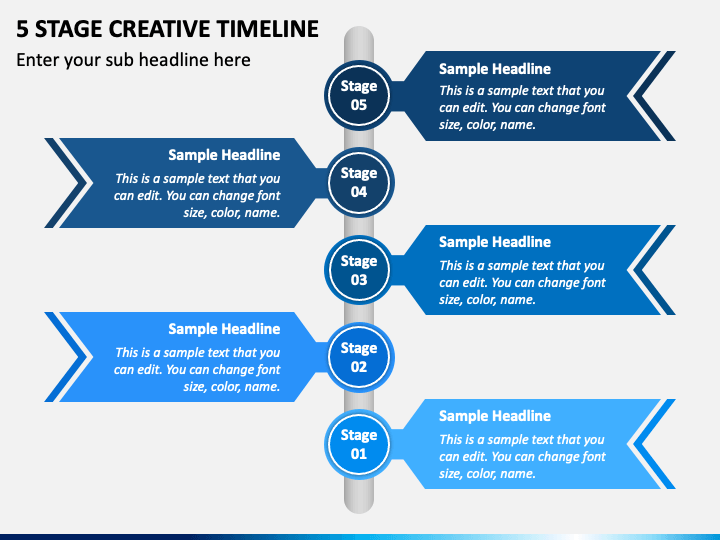 5 Stage Creative Timeline PPT Slide 1