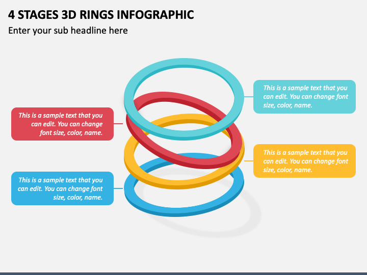 4 Stages 3D Rings Infographic PPT Slide 1
