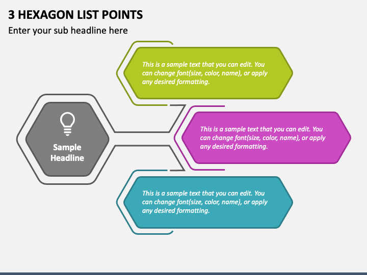 3 Hexagon List Points PPT Slide 1