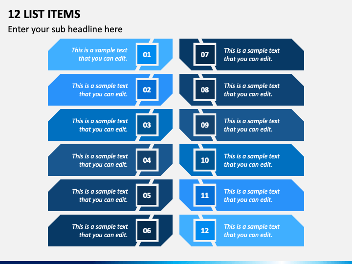 12 List Items PPT Slide 1