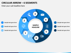 Circular Arrow - 6 Segments PPT Slide 1