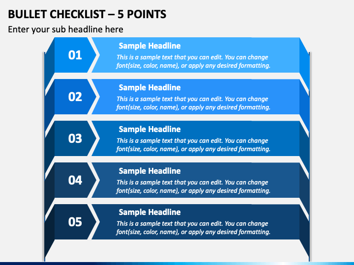 Bullet Checklist - 5 Points PPT Slide 1